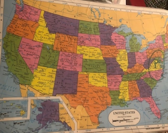 Vintage United States Map Placemat Rare