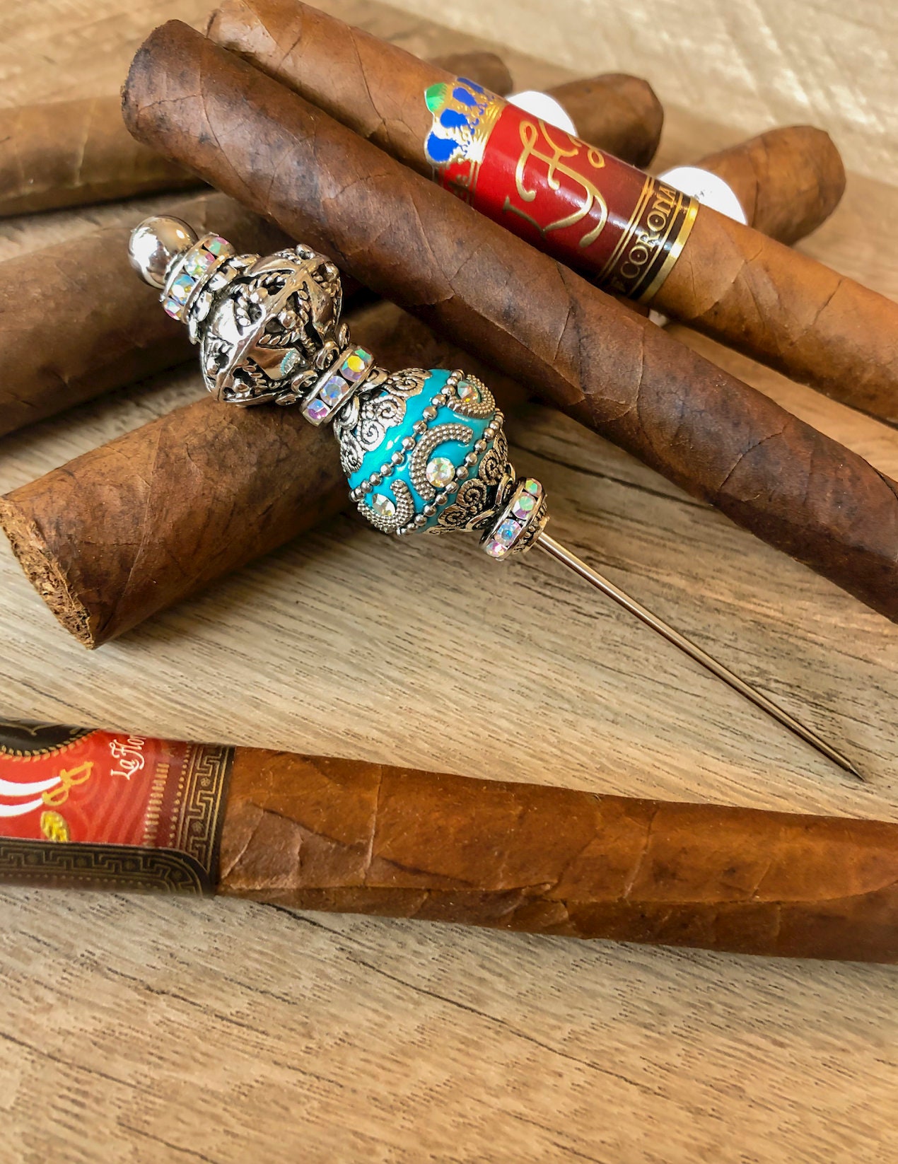 Royal turquoise/silver Cigar Pick Cigar Poker Cigar Stick Etsy