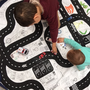 ColorMe レゴバッグ&プレイマット、フロアアクティビティオーガナイザー、おもちゃ、ブロック、本、車レーストラック用コンテナ - 55インチ