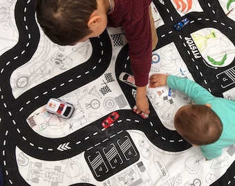ColorMe Lego Bag&Play Mat, Organizador de actividades en el suelo, Contenedor para juguetes, Bloques, Libros, Pista de carreras de coches - 55"