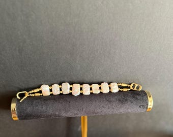 Biwa Pearl White Cubic Zirconia Crystal Vermeil Bracelet 14Kt GF Clasp