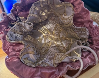 Jewelry Bag with pouches for storing jewelry for traveling Brocade Satin