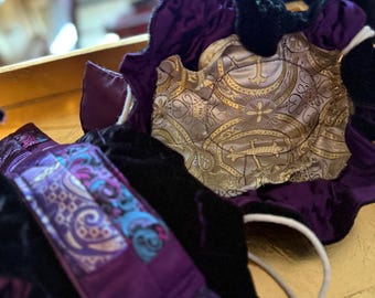 Jewelry Bags Velvet and Brocade Piece Work with Ties