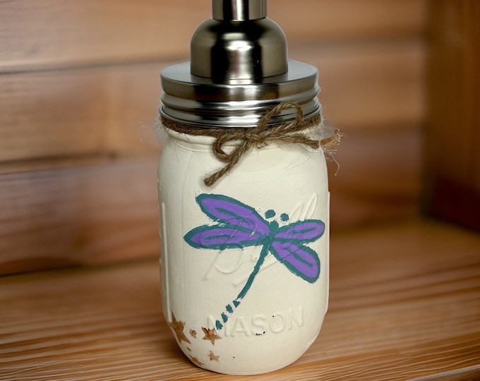 Dragonfly Mason Jar Hand Soap Dispenser