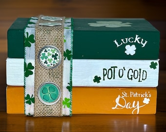 Irish St. Patrick's Day Wood Books / Irish Decor / Wooden Books / St. Patrick's Day Decor