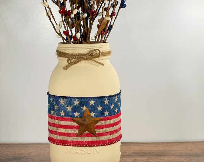 American Flag Mason Jar