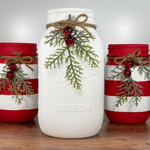 Christmas Mason Jar Centerpiece Christmas Mason Jars Etsy