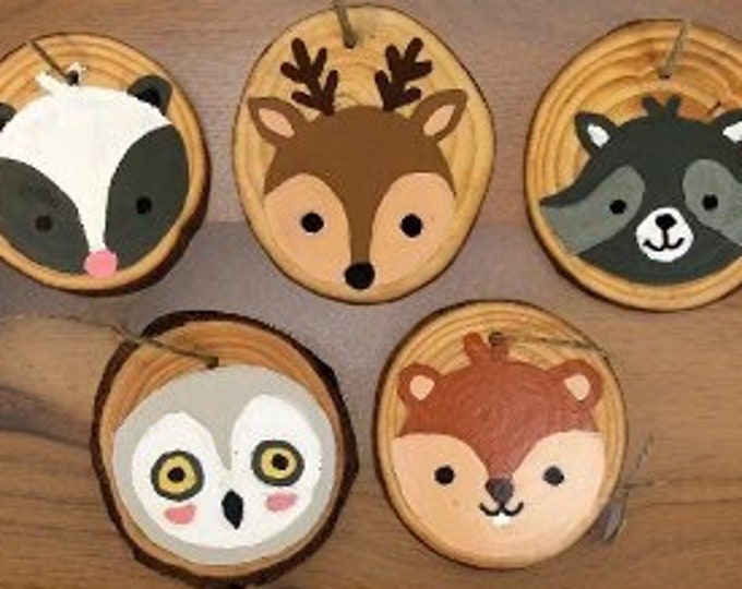 Set of 5 Rustic Woodland Animal Ornaments