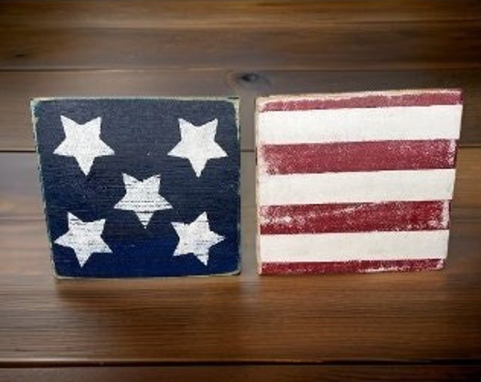 American Flag Wood Blocks