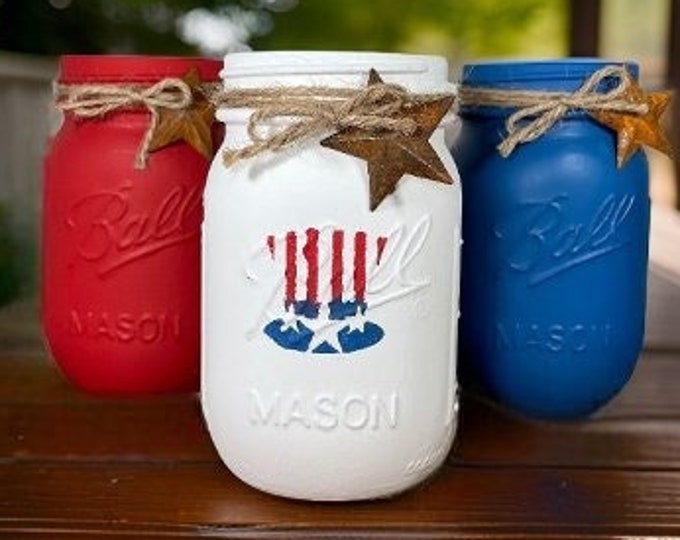 Red, White & Blue Mason Jars