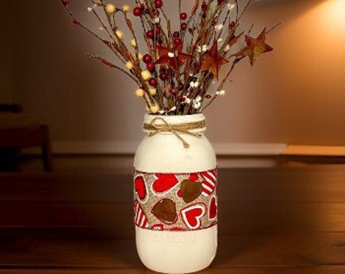 Valentine's Primitive Mason Jar