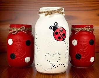 Ladybug Mason Jars