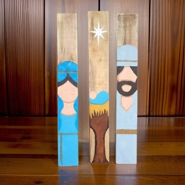 Mary, Jesus & Joseph Outdoor Christmas Nativity Set / Rustic Nativity Scene / Outdoor Nativity Set