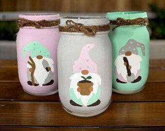 Gnome Spring Mason Jars