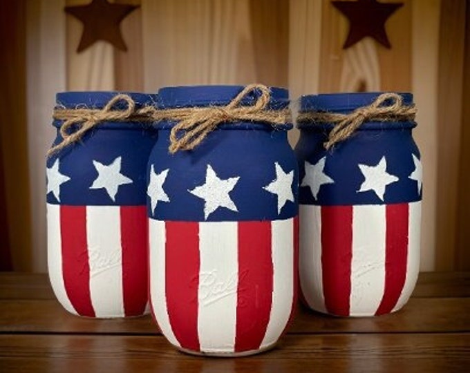 Americana Flag Mason Jars