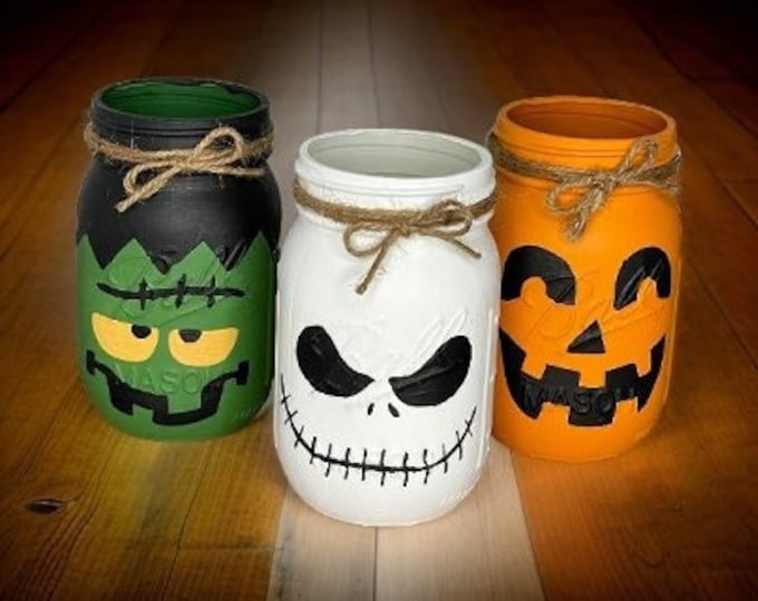 Halloween Monster Mason Jars