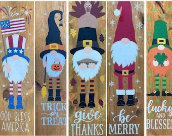 Gnome Holiday Porch Signs