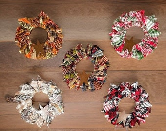 Mini Rag Wreaths / Mini Mason Jar Rag Wreaths / Rustic Rag Wreaths