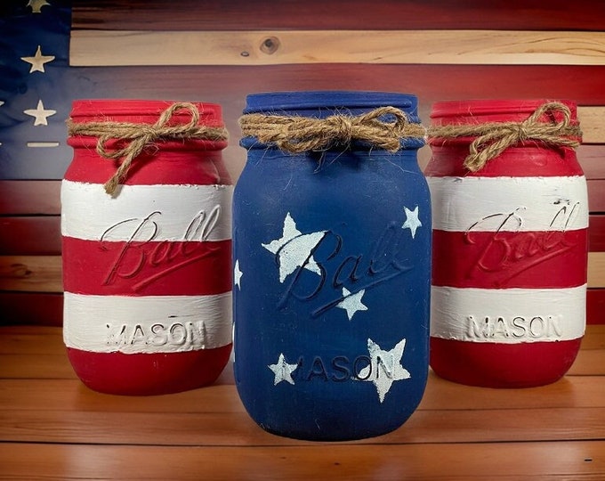 American Flag Mason Jars