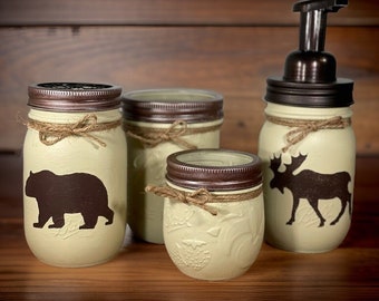 Woodland Mason Jar Bathroom Set