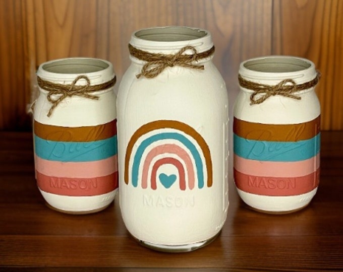 Boho Rainbow Mason Jars