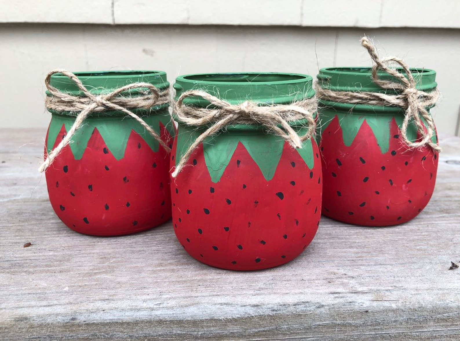 Strawberry Mason Jars / Strawberry Decor / Strawberry Candle Etsy
