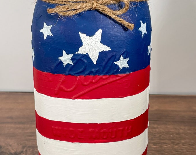 American Flag Mason Jar