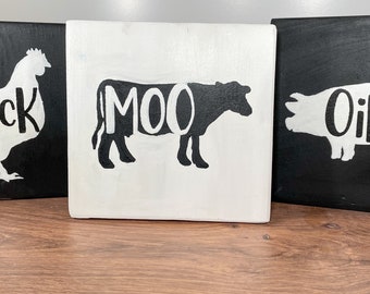 Farmhouse Animal Signs / Farm Animal Decor / Farmhouse Decor / Animal Wall Signs