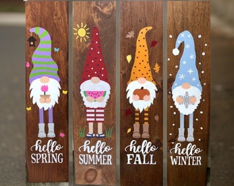 Gnome Seasonal Wood Signs