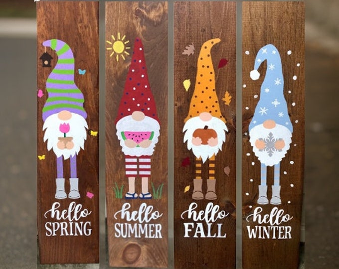 Gnome Seasonal Wood Signs