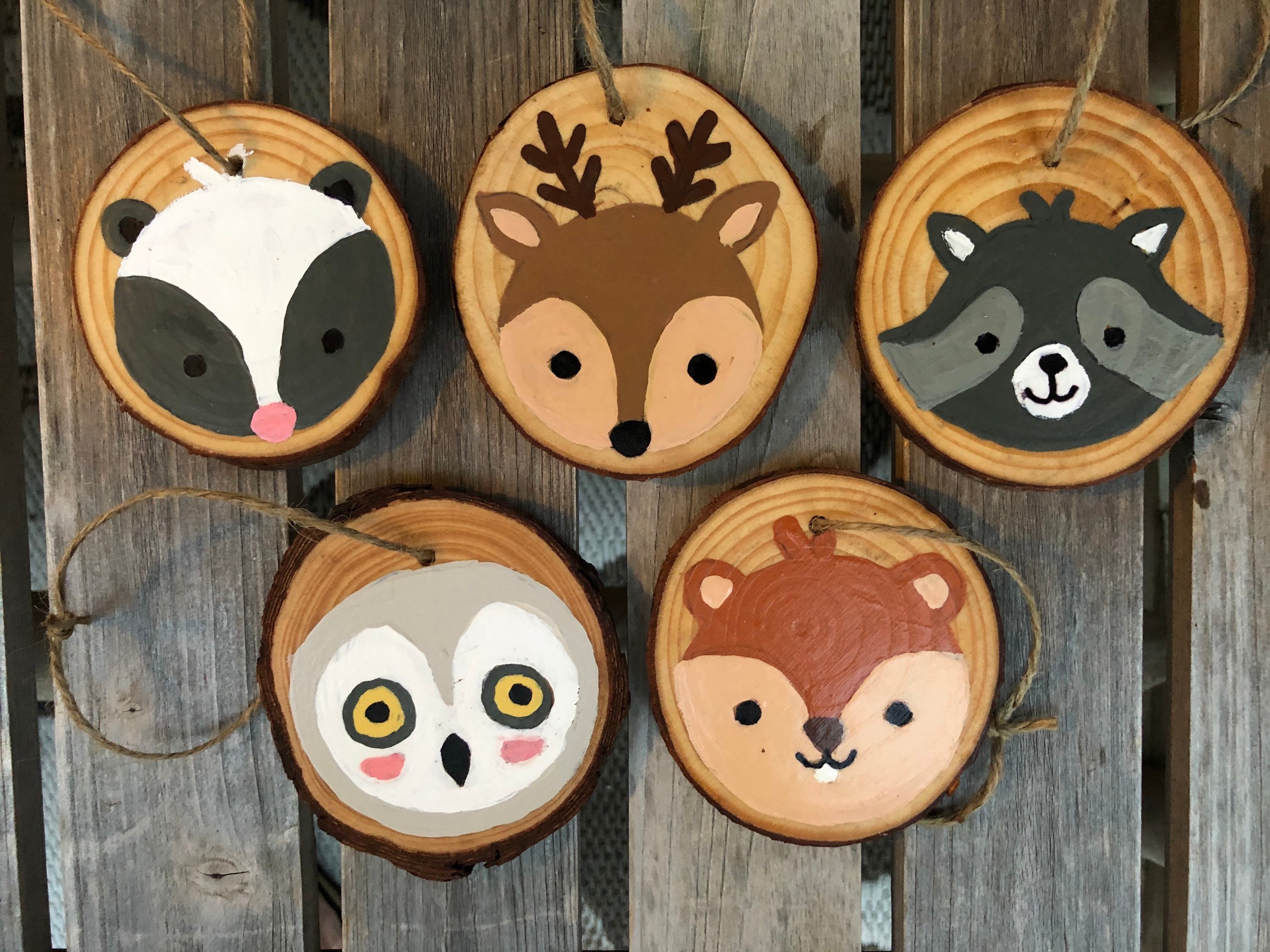 Set Of 5 Rustic Woodland Animal Ornaments set-of-5-rustic-woodland-animal-ornaments