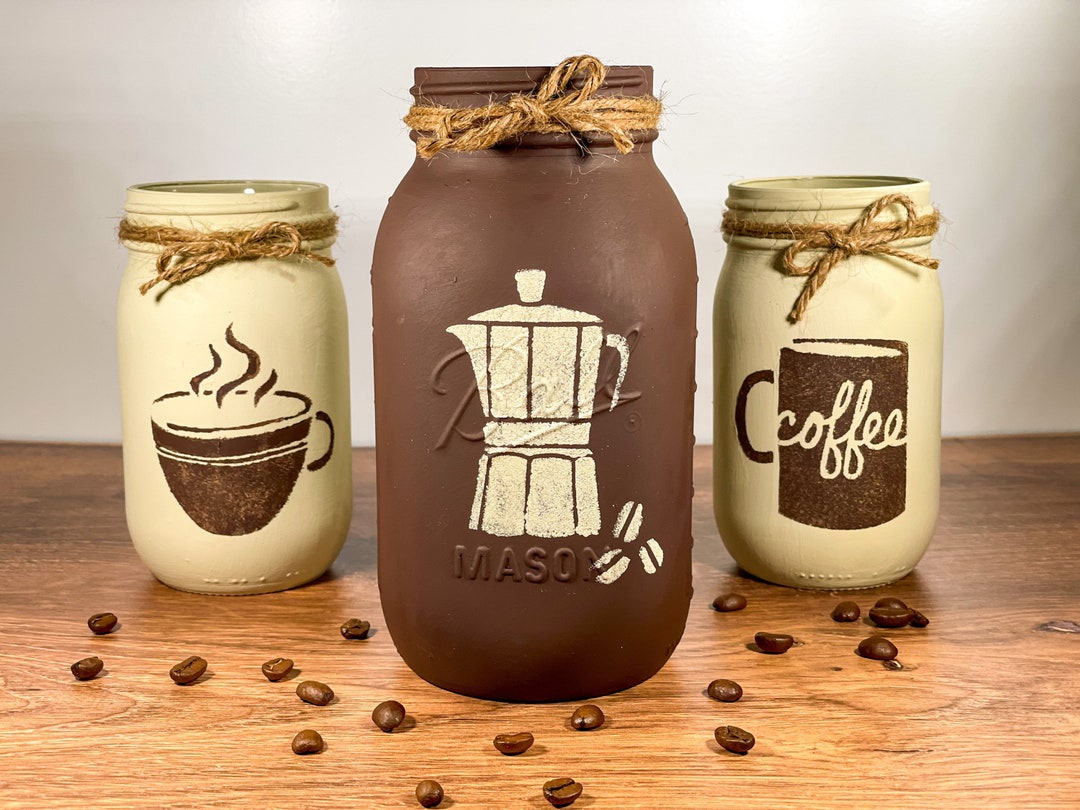 Coffee Mason Jars / Mason Jar Centerpiece / Coffee Lovers Gift