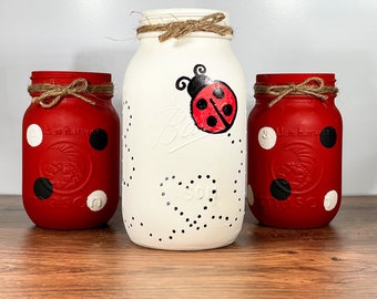 Ladybug Mason Jars