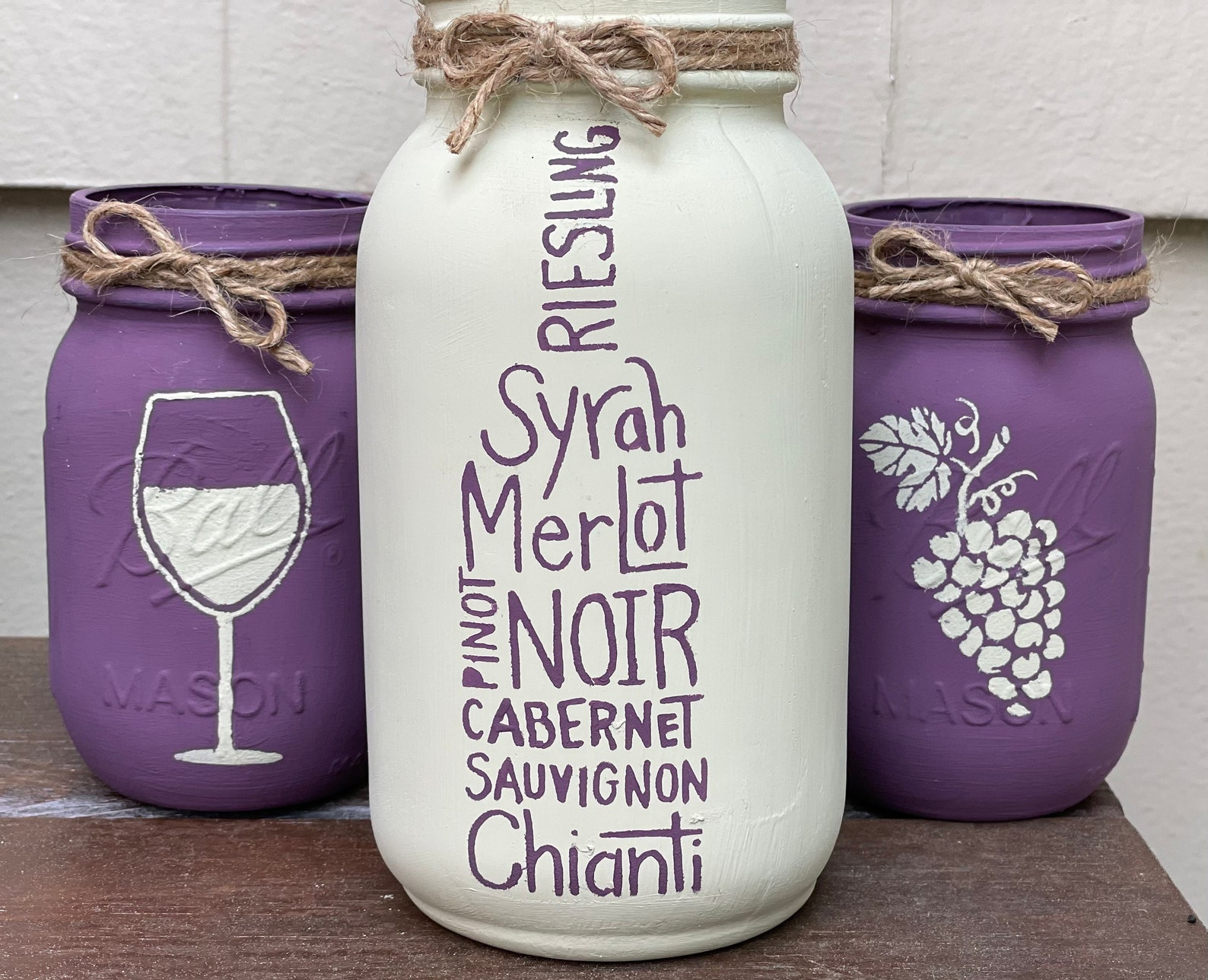 Wine Mason Jars / Wine Lovers Gift / Wine Gift Set / Wine Home Etsy