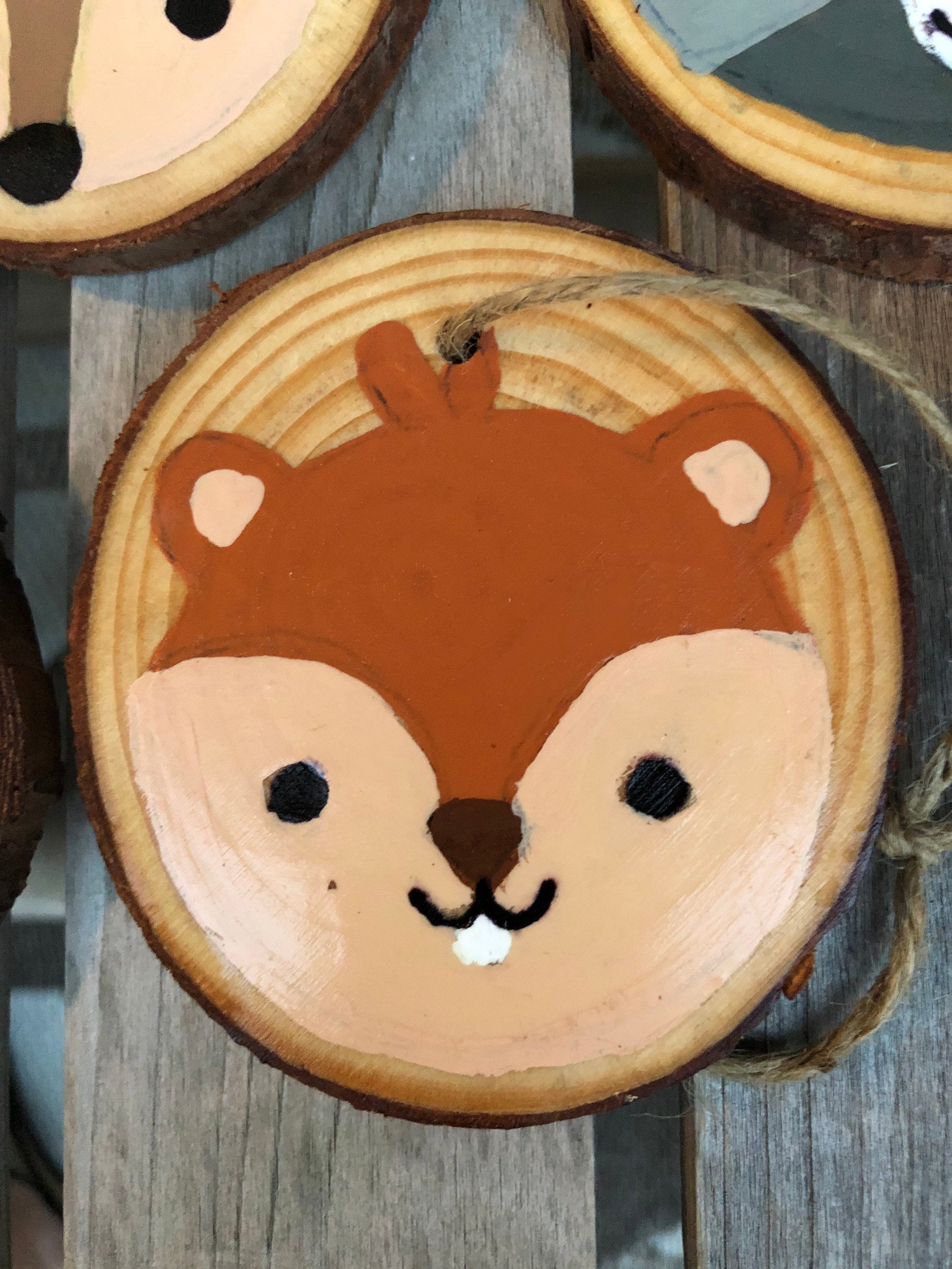 Set of 5 Rustic Woodland Animal Ornaments