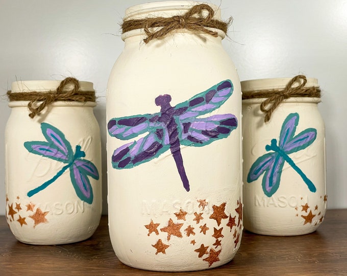 Featured listing image: Dragonfly Mason Jars