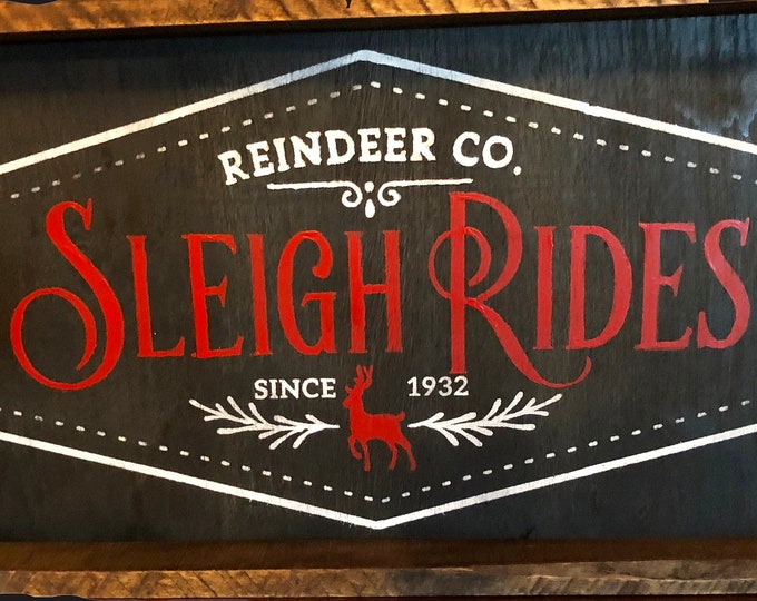 Christmas Sleigh Ride Reindeer Sign