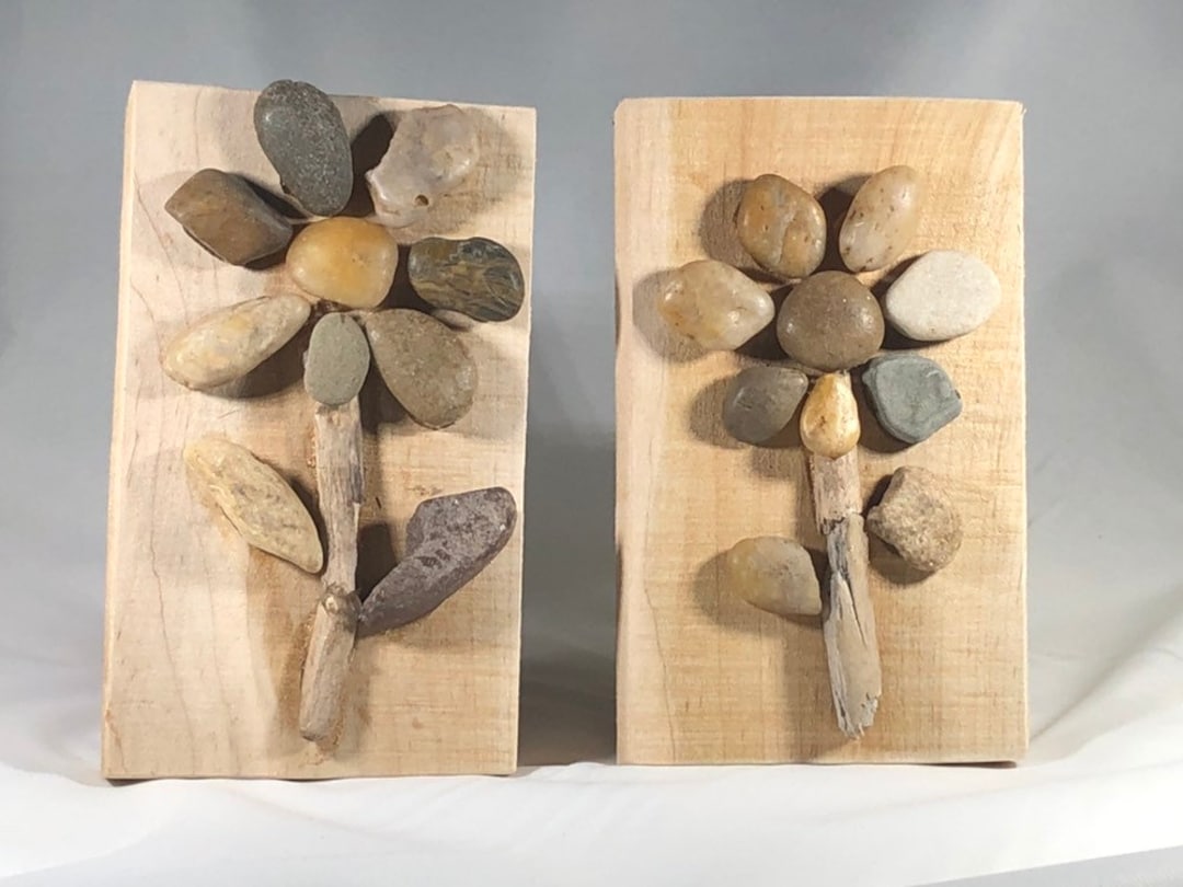Rock Spring Flower Sign Lake Rock & Driftwood Art Flower Signs / Flower Signs / Lake Rock Decor ...