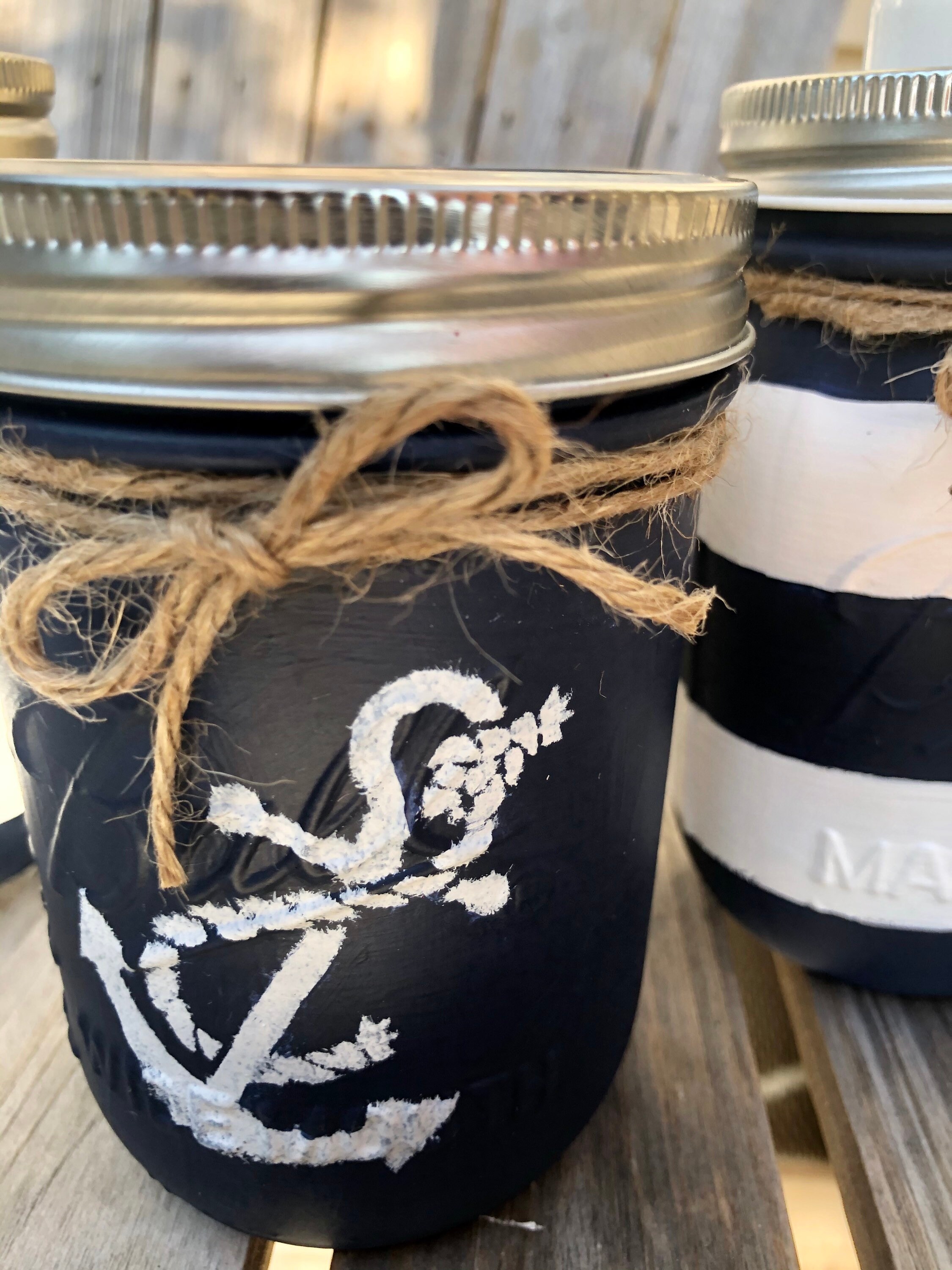 Nautical Bathroom Mason Jars