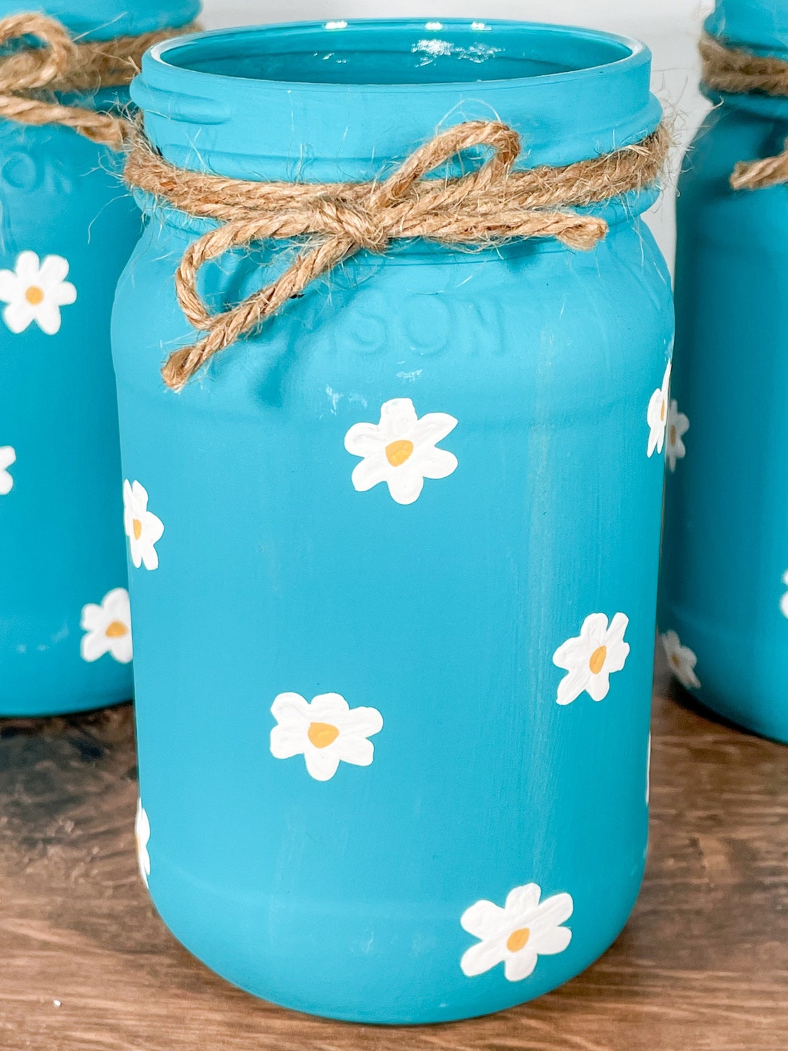 Daisy Mason Jars / Mason Jar Centerpieces / Mason Jar Decor / Etsy