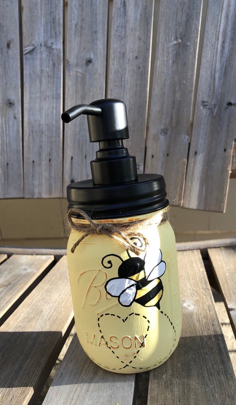 Bumble Bee Mason Jar Soap Dispenser