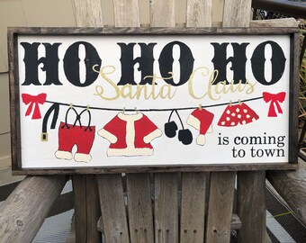 Santa Claus Farmhouse Christmas Sign