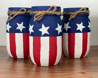 Americana Flag Mason Jars