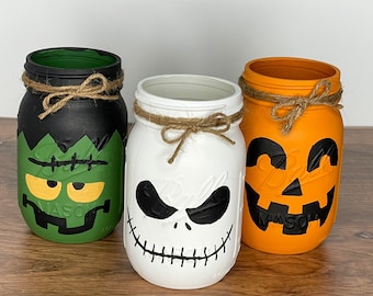 Halloween Monster Mason Jars