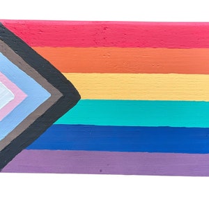 LGBTQ+ Progress Flag Wood Block / LGBTQ+ Pride Decor / Rainbow Flag