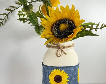 Sunflower & Denim Mason Jar