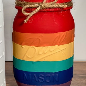 Rainbow Mason Jars / Mason Jar Centerpiece / LGBTQ Pride Decor / Rainbow Decor / Painted Mason Jars image 4