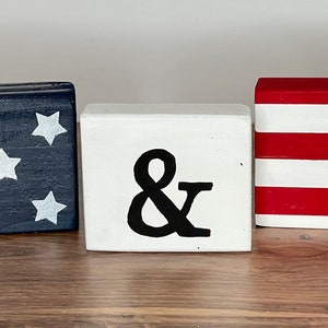 Stars & Stripes Wood Blocks / Flag Wood Blocks / 4th of July Decor / 4th of July Sign / Independence Day Decor