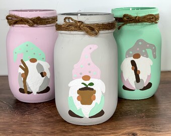 Gnome Spring Mason Jars
