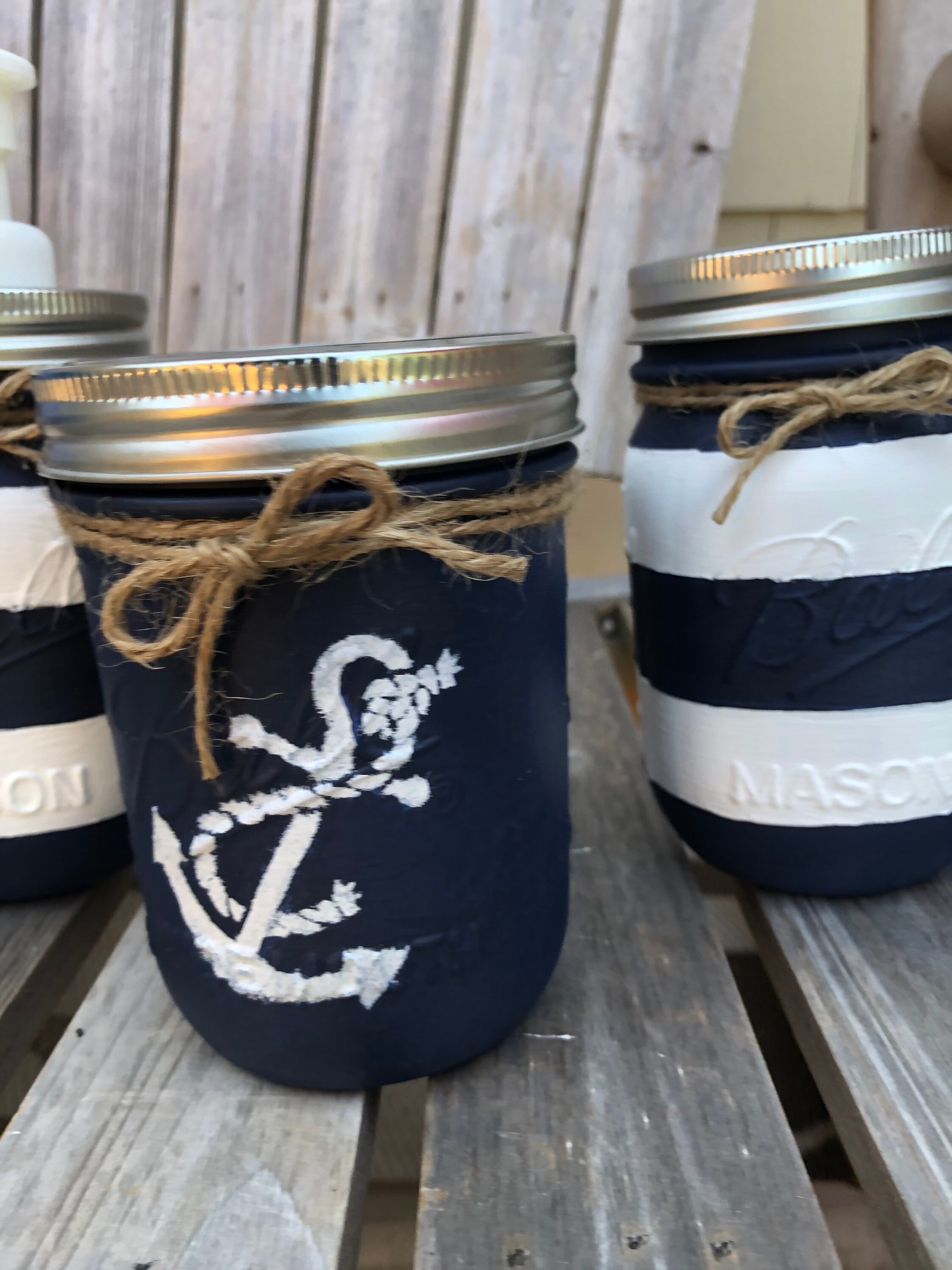 Nautical Bathroom Mason Jars